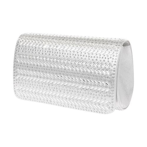 La Regale Handbags - La Regale Vertical Chevron Crystal Flap Clutch